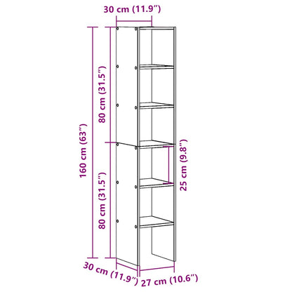 vidaXL Bookcases 2 pcs Stackable Concrete Grey 30x30x80 cm Engineered Wood