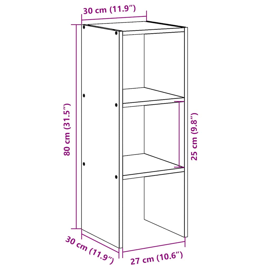 vidaXL Bookcase Stackable Grey Sonoma 30x30x80 cm Engineered Wood