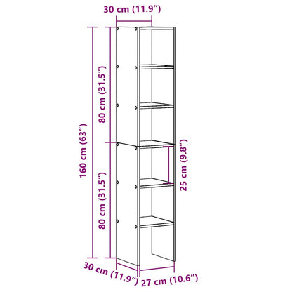 vidaXL Bookcases 2 pcs Stackable Grey Sonoma 30x30x80 cm Engineered Wood