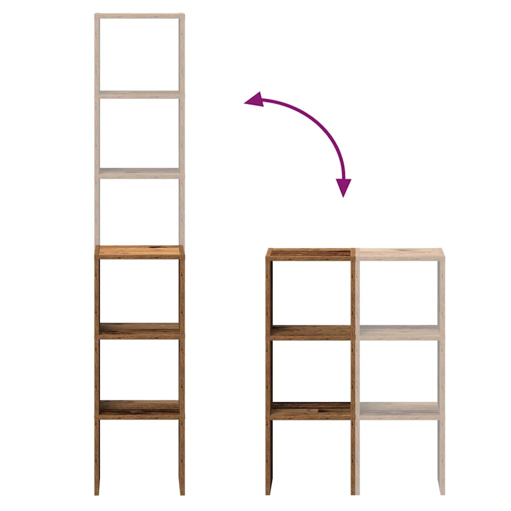 vidaXL Bookcases 2 pcs Stackable Old Wood 30x30x80 cm Engineered Wood