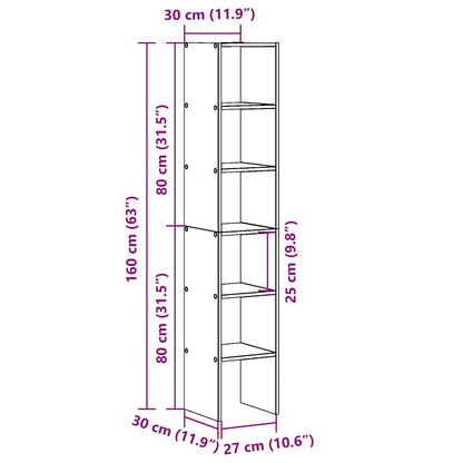 vidaXL Bookcases 2 pcs Stackable Old Wood 30x30x80 cm Engineered Wood