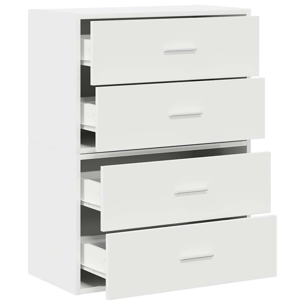 vidaXL Cabinets with 4 Drawers 2 pcs White 60x31x40 cm Engineered Wood