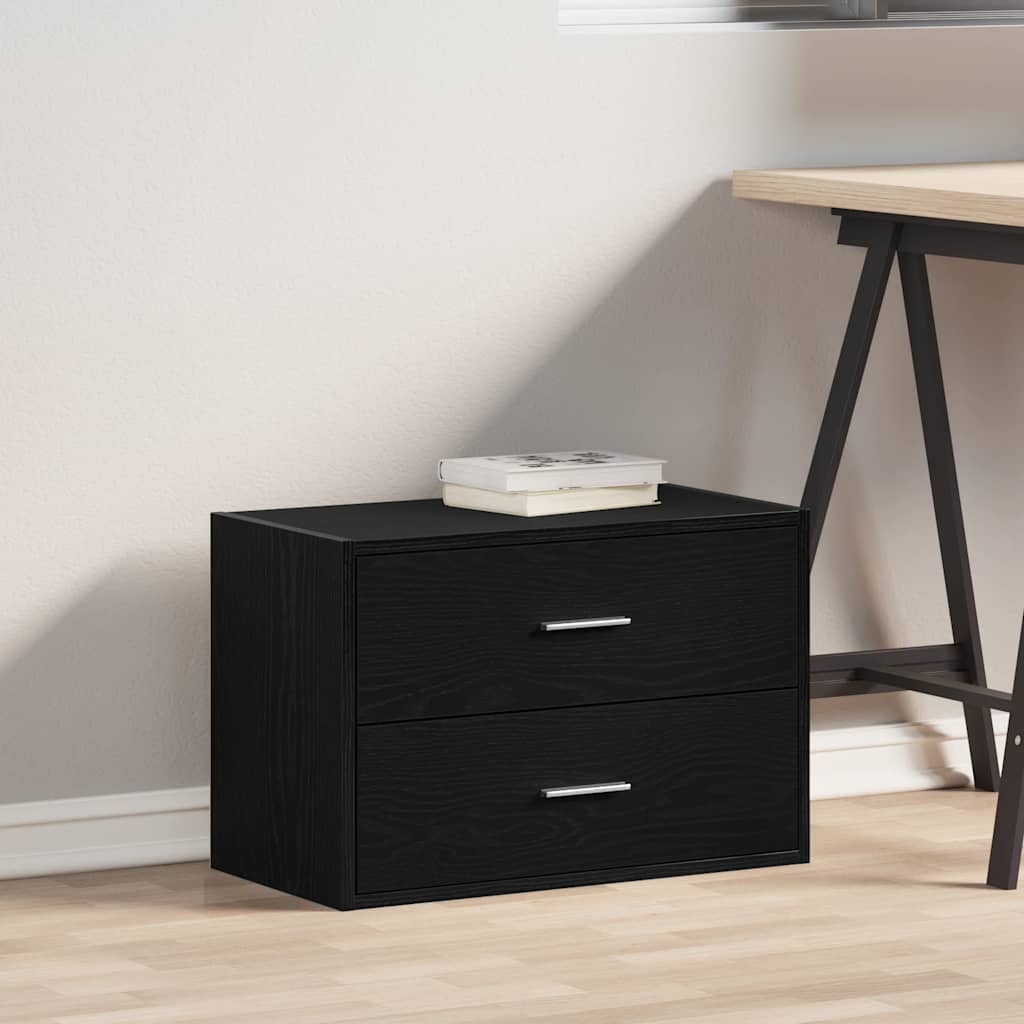 vidaXL Cabinet with 2 Drawers Black Oak 60x31x40 cm Engineered Wood