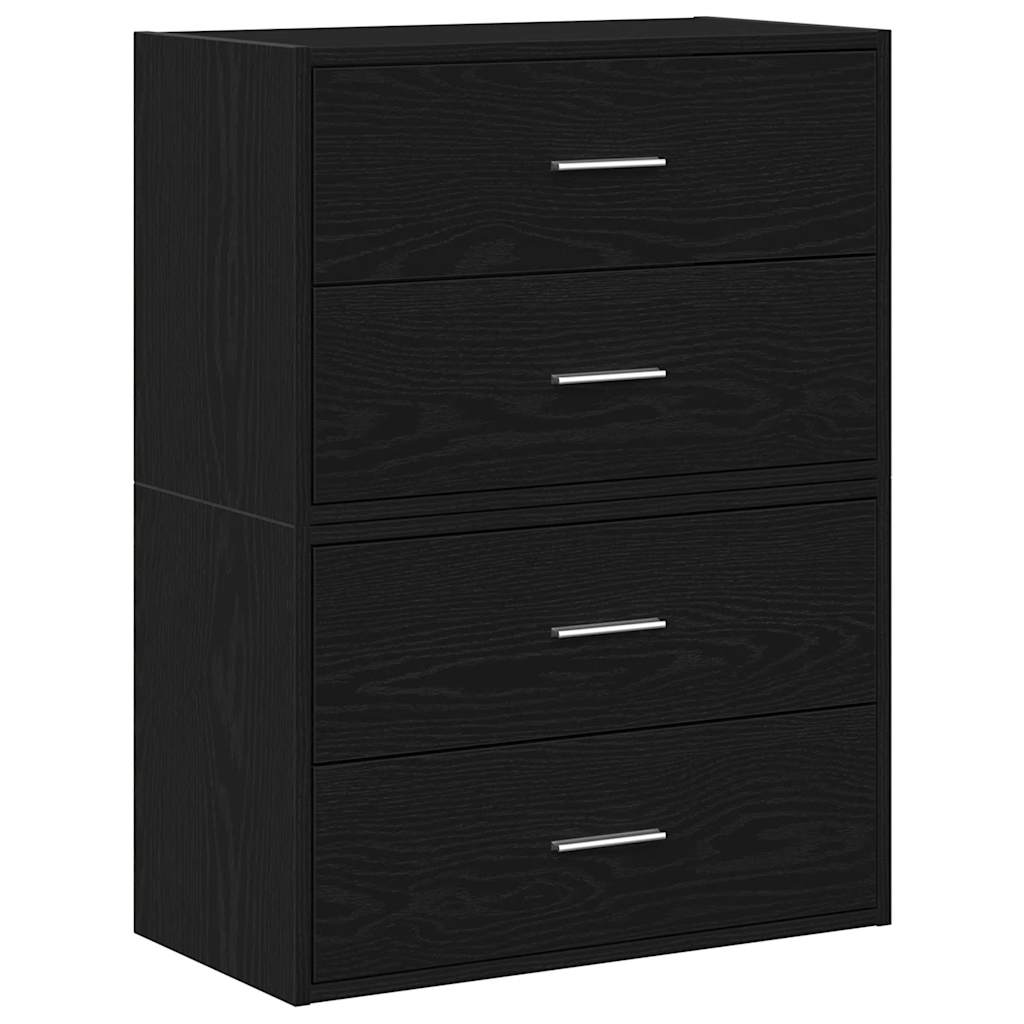 vidaXL Cabinets with 4 Drawers 2 pcs Black Oak 60x31x40 cm Engineered Wood