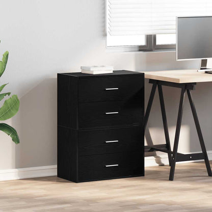 vidaXL Cabinets with 4 Drawers 2 pcs Black Oak 60x31x40 cm Engineered Wood