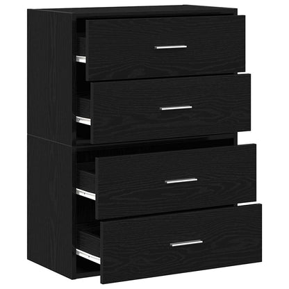 vidaXL Cabinets with 4 Drawers 2 pcs Black Oak 60x31x40 cm Engineered Wood