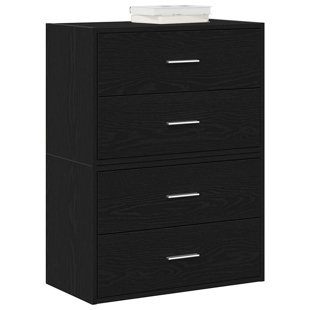 vidaXL Cabinets with 4 Drawers 2 pcs Black Oak 60x31x40 cm Engineered Wood