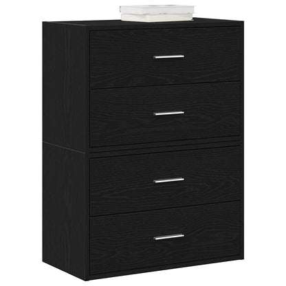 vidaXL Cabinets with 4 Drawers 2 pcs Black Oak 60x31x40 cm Engineered Wood