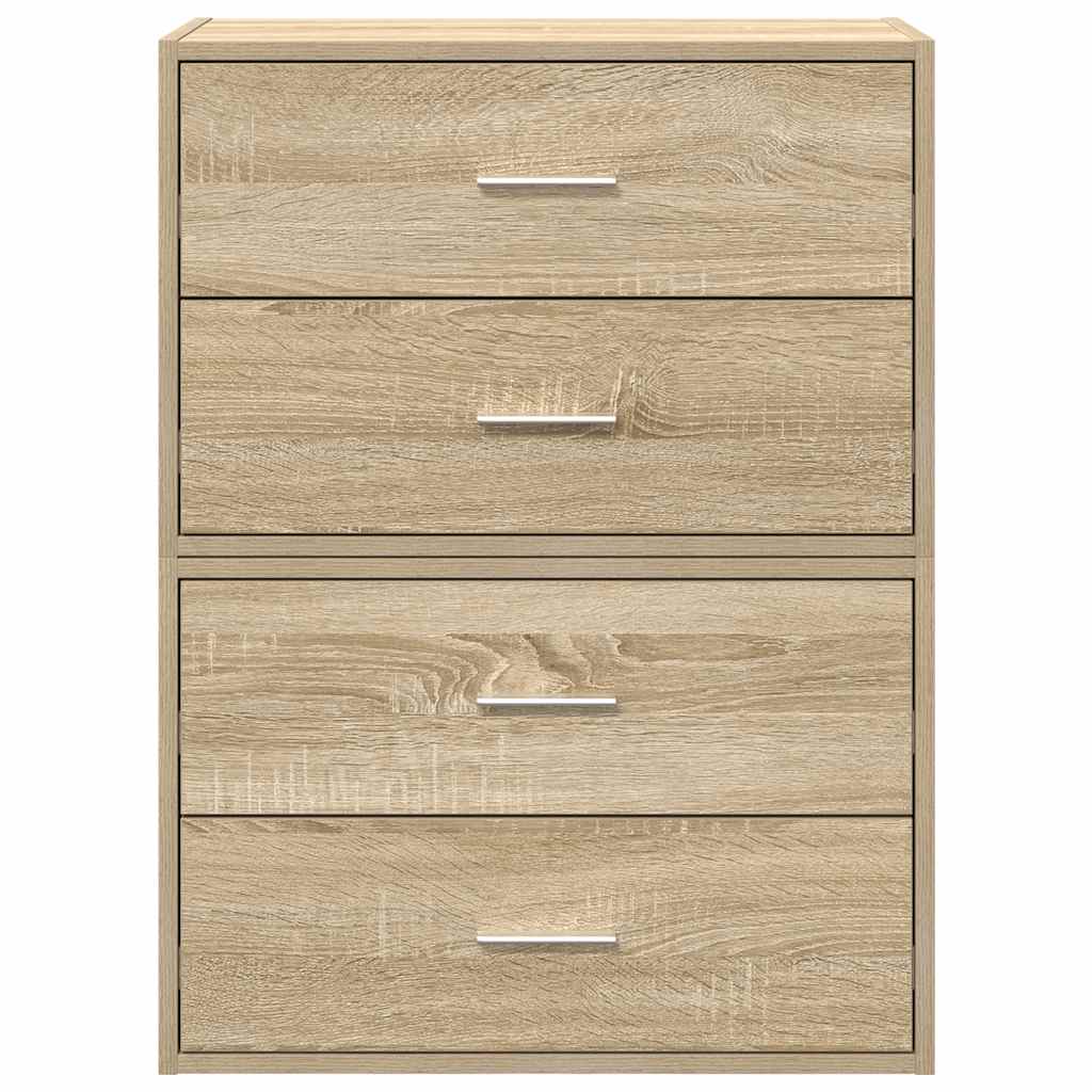 vidaXL Cabinets with 2 Drawers 2 pcs Sonoma Oak 60x31x40 cm Engineered Wood