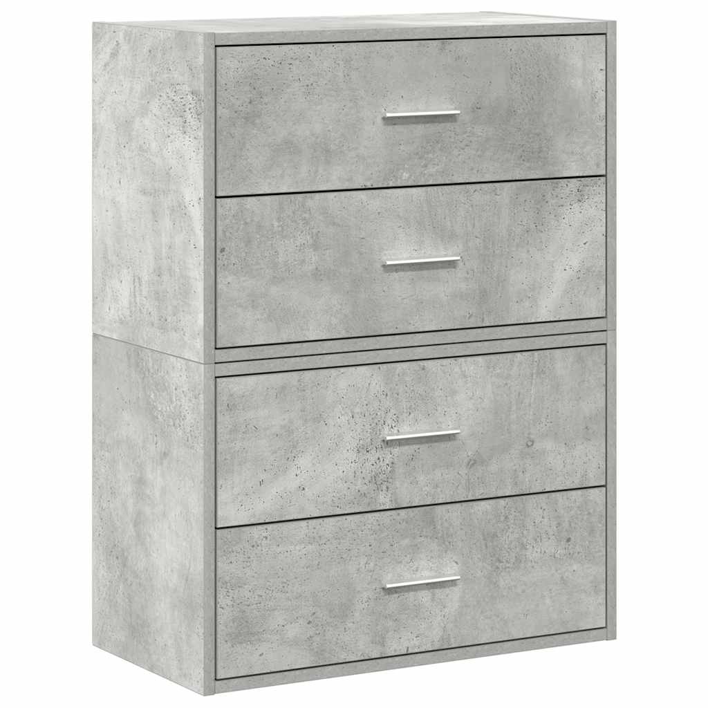 vidaXL Cabinets with 2 Drawers 2 pcs Concrete Grey 60x31x40 cm Engineered Wood