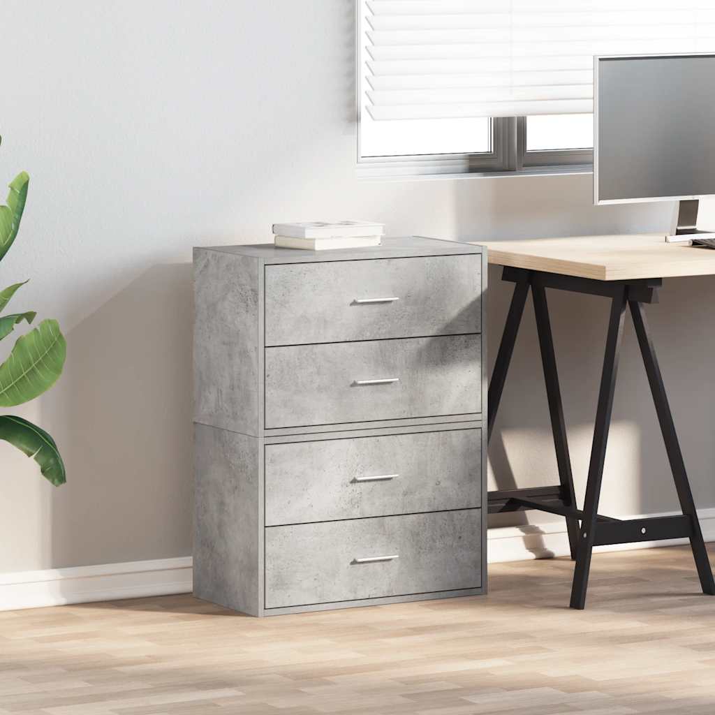 vidaXL Cabinets with 2 Drawers 2 pcs Concrete Grey 60x31x40 cm Engineered Wood