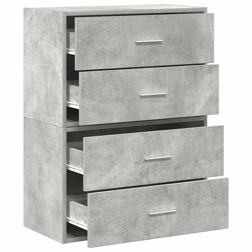 vidaXL Cabinets with 2 Drawers 2 pcs Concrete Grey 60x31x40 cm Engineered Wood