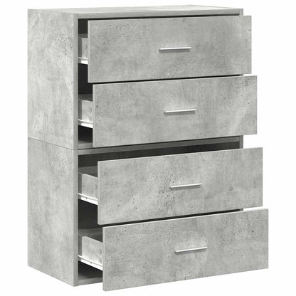 vidaXL Cabinets with 2 Drawers 2 pcs Concrete Grey 60x31x40 cm Engineered Wood
