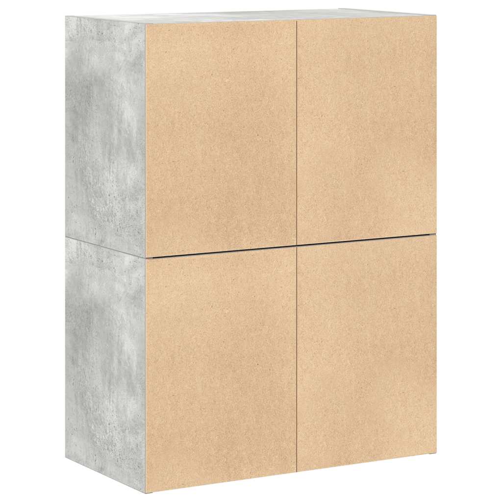 vidaXL Cabinets with 2 Drawers 2 pcs Concrete Grey 60x31x40 cm Engineered Wood