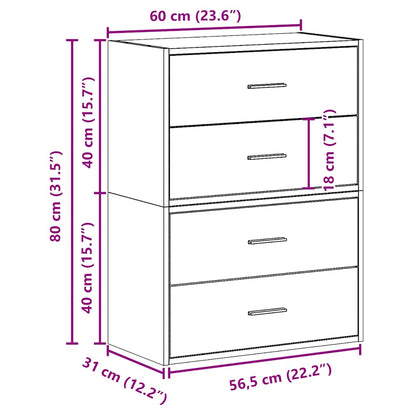 vidaXL Cabinets with 2 Drawers 2 pcs Concrete Grey 60x31x40 cm Engineered Wood