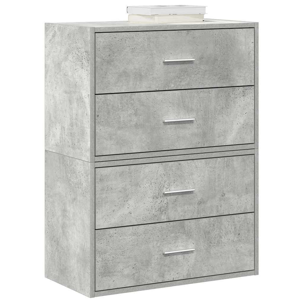 vidaXL Cabinets with 2 Drawers 2 pcs Concrete Grey 60x31x40 cm Engineered Wood
