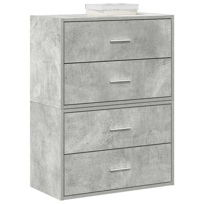 vidaXL Cabinets with 2 Drawers 2 pcs Concrete Grey 60x31x40 cm Engineered Wood