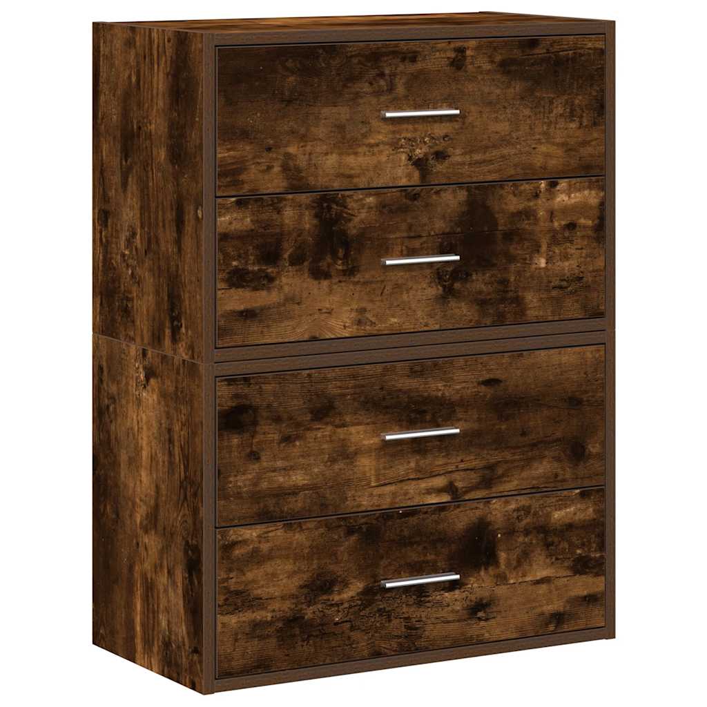 vidaXL Cabinets with 4 Drawers 2 pcs Smoked Oak 60x31x40 cm Engineered Wood