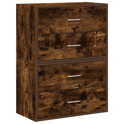 vidaXL Cabinets with 4 Drawers 2 pcs Smoked Oak 60x31x40 cm Engineered Wood