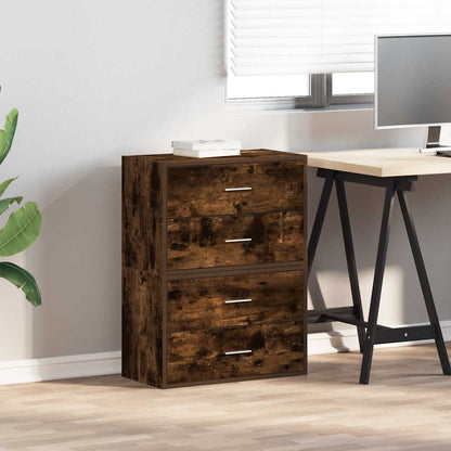 vidaXL Cabinets with 4 Drawers 2 pcs Smoked Oak 60x31x40 cm Engineered Wood