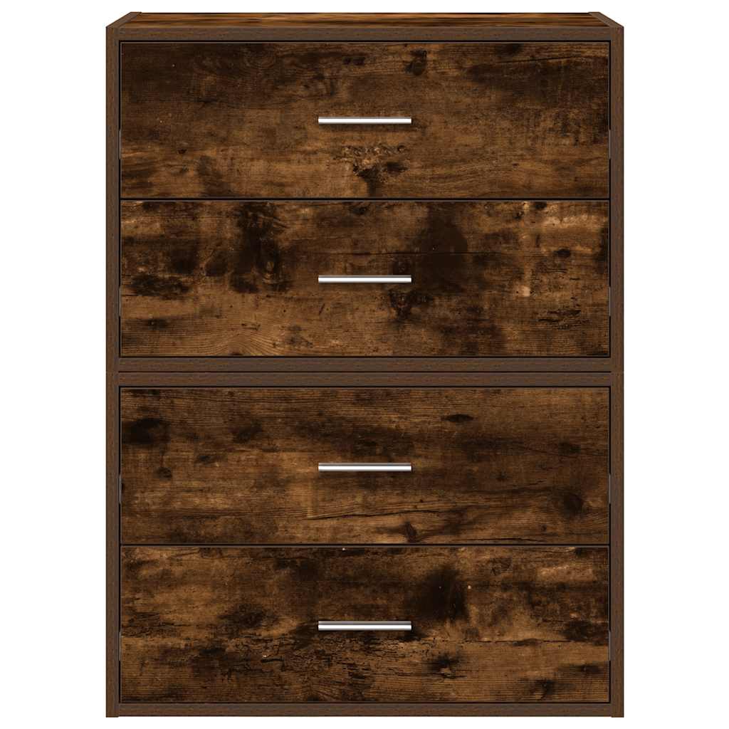 vidaXL Cabinets with 4 Drawers 2 pcs Smoked Oak 60x31x40 cm Engineered Wood