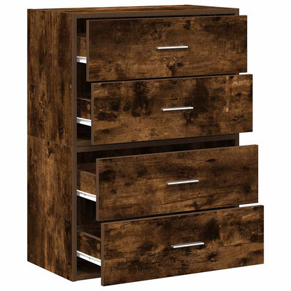 vidaXL Cabinets with 4 Drawers 2 pcs Smoked Oak 60x31x40 cm Engineered Wood