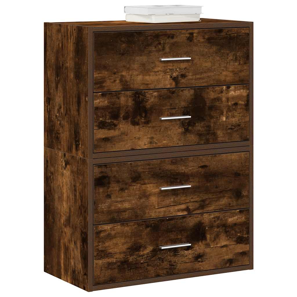 vidaXL Cabinets with 4 Drawers 2 pcs Smoked Oak 60x31x40 cm Engineered Wood