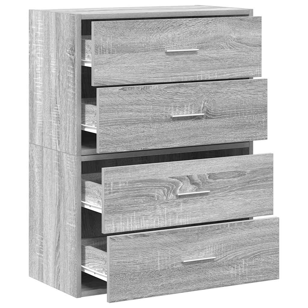 vidaXL Cabinets with 4 Drawers 2 pcs Grey Sonoma 60x31x40 cm Engineered Wood
