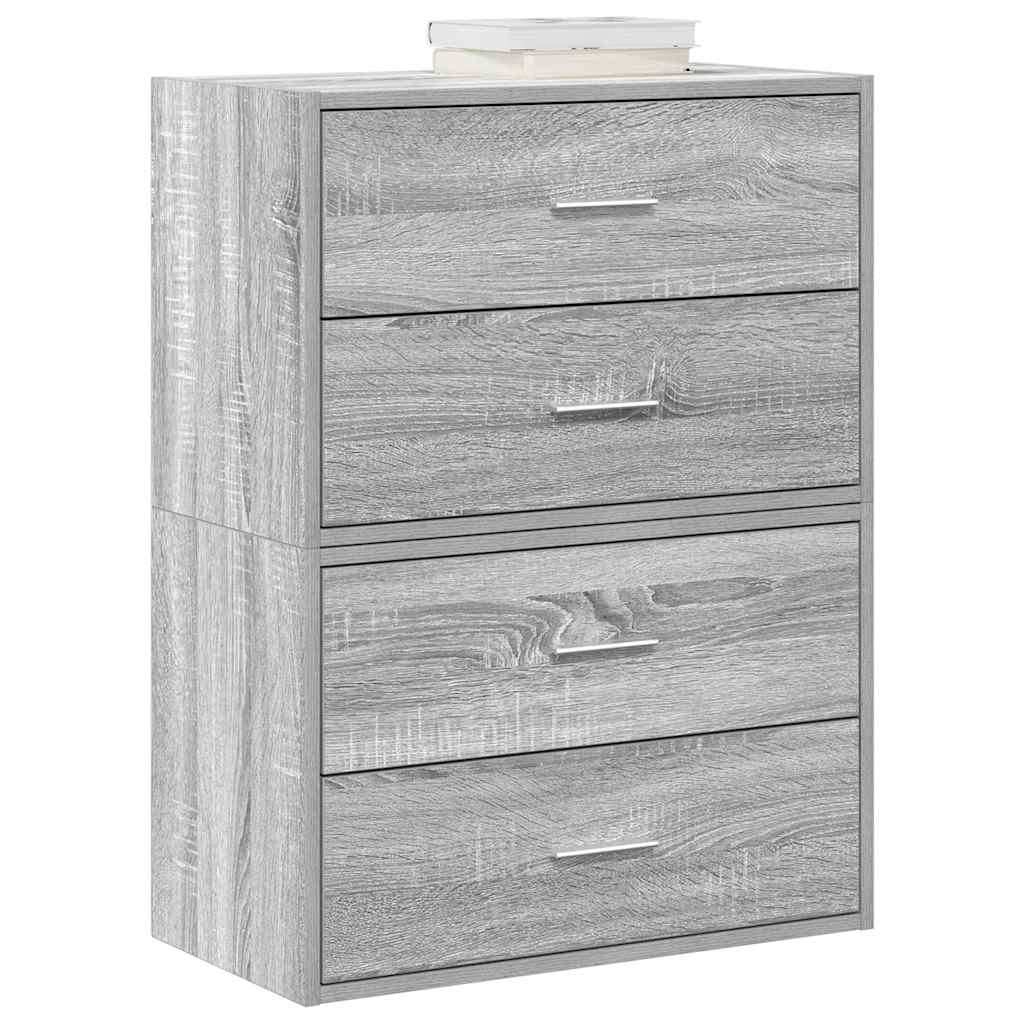 vidaXL Cabinets with 4 Drawers 2 pcs Grey Sonoma 60x31x40 cm Engineered Wood