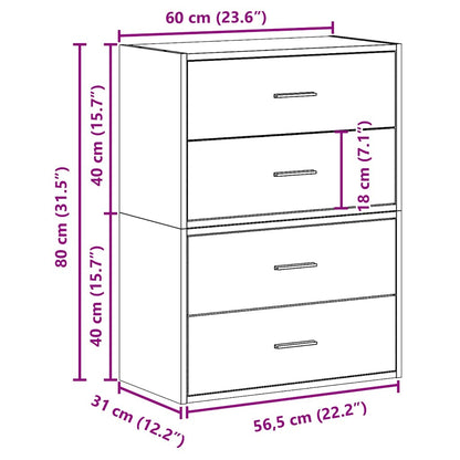 vidaXL Cabinets with 4 Drawers 2 pcs Old Wood 60x31x40 cm Engineered Wood