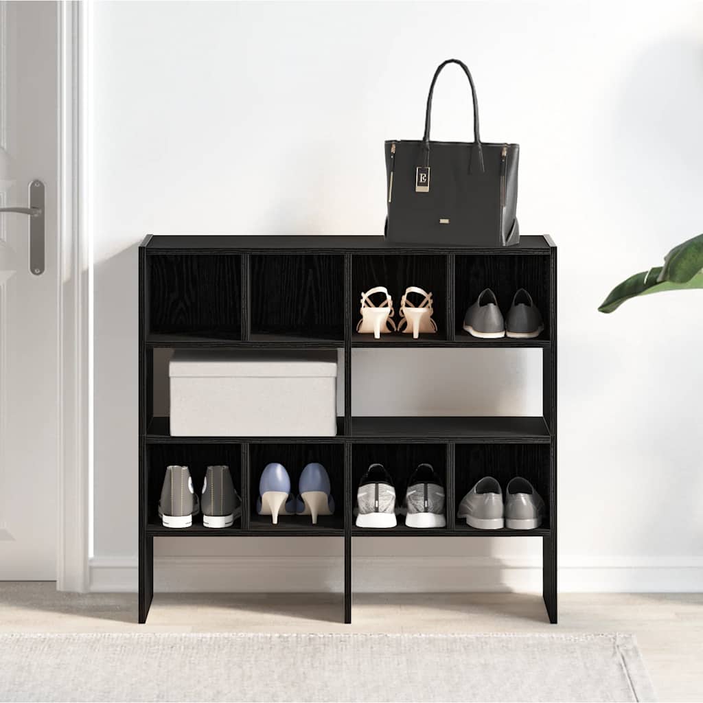 vidaXL Shoe Racks 2 pcs Stackable Black Oak 89,5x30x40 cm