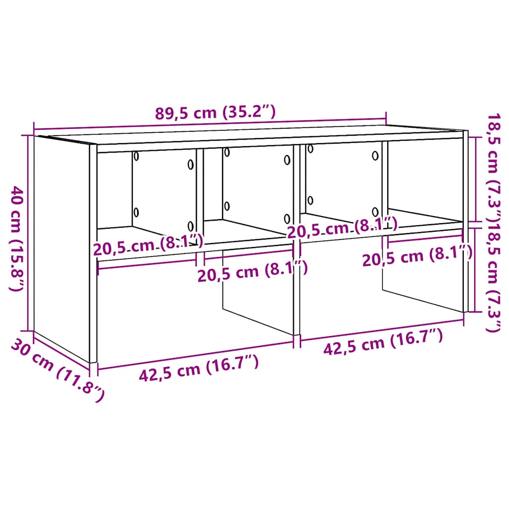 vidaXL Shoe Rack Stackable Smoked Oak 89.5x30x40 cm