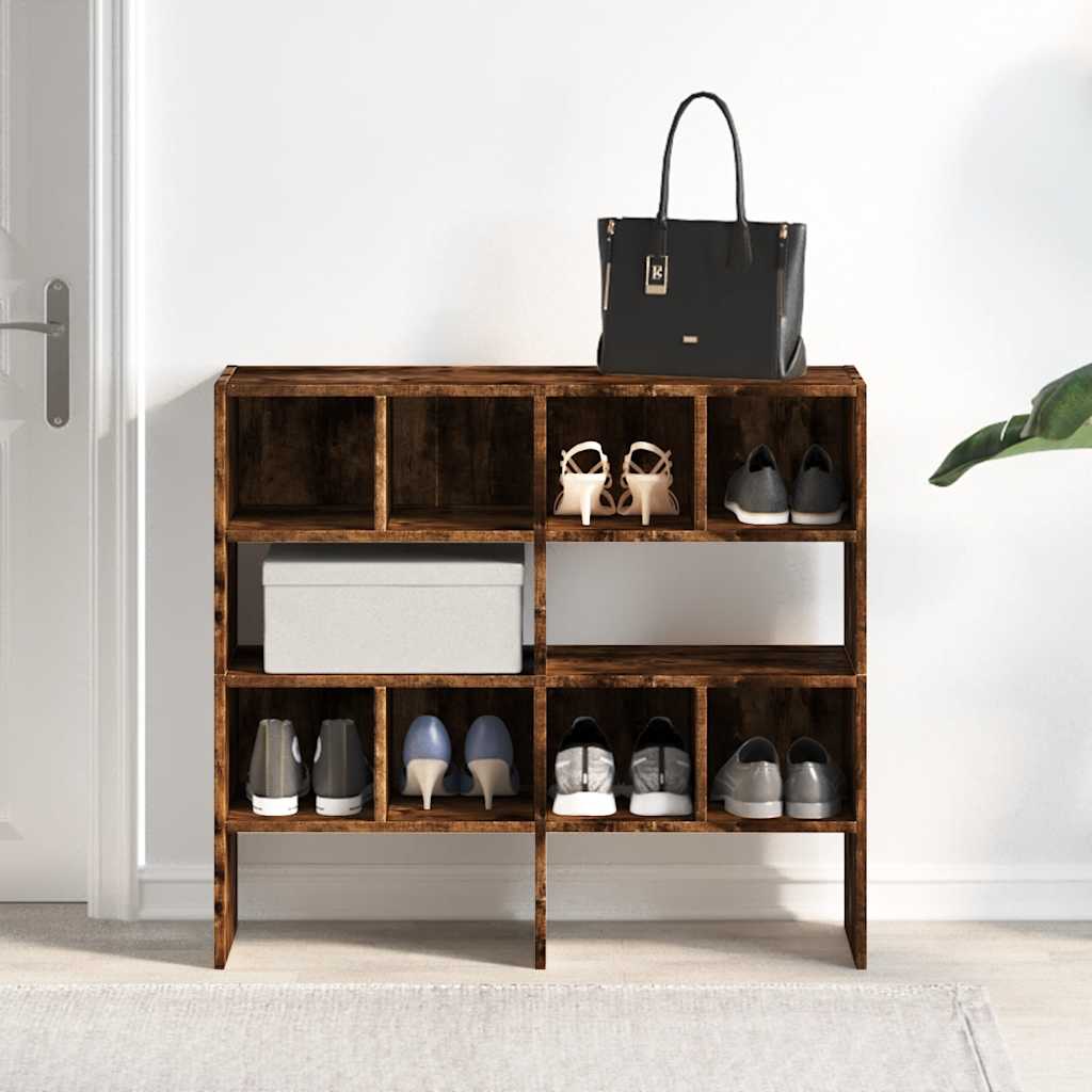 vidaXL Shoe Racks 2 pcs Stackable Smoked Oak 89.5x30x40 cm