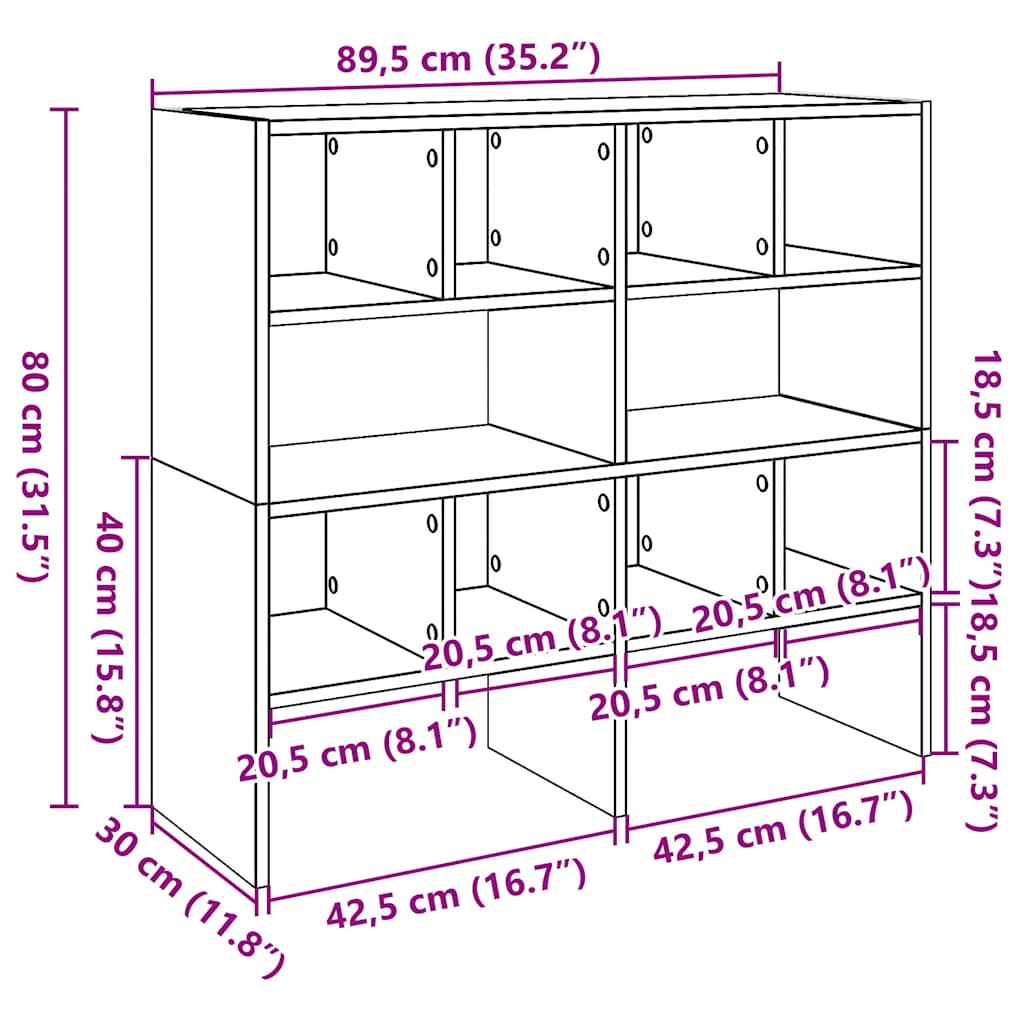 vidaXL Shoe Racks 2 pcs Stackable Smoked Oak 89.5x30x40 cm