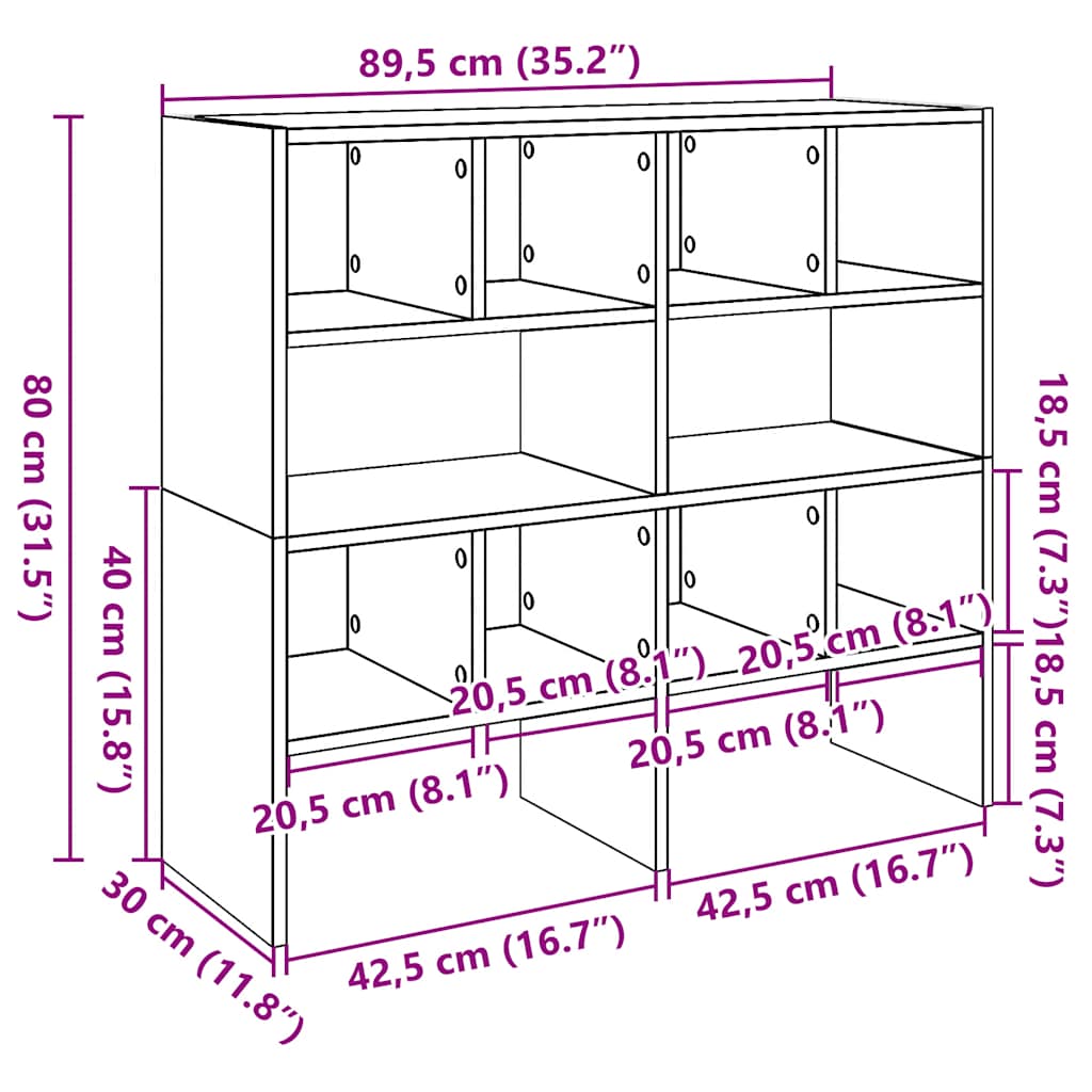 vidaXL Shoe Racks 2 pcs Stackable Grey Sonoma 89,5x30x40 cm