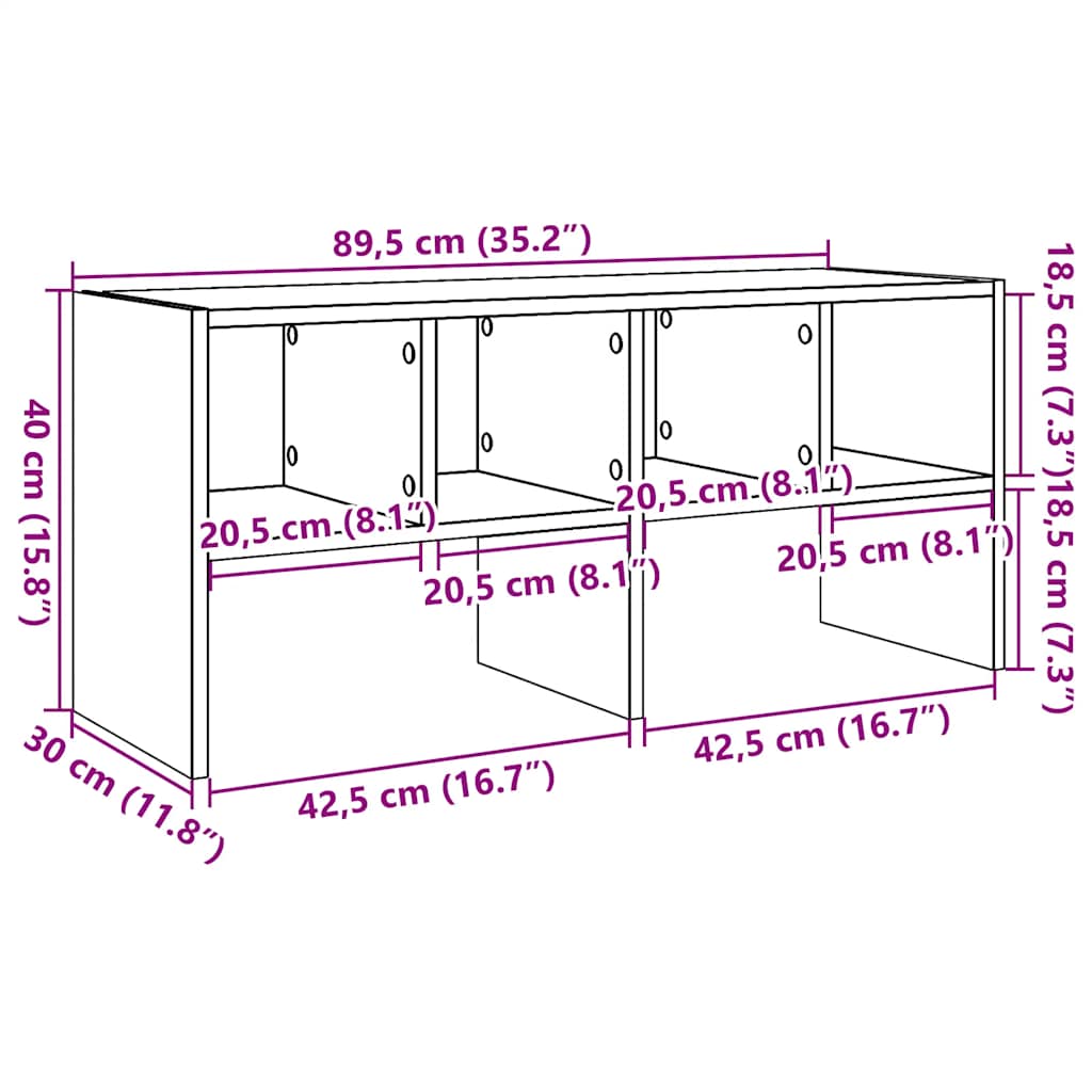 vidaXL Shoe Rack Stackable Old Wood 89,5x30x40 cm