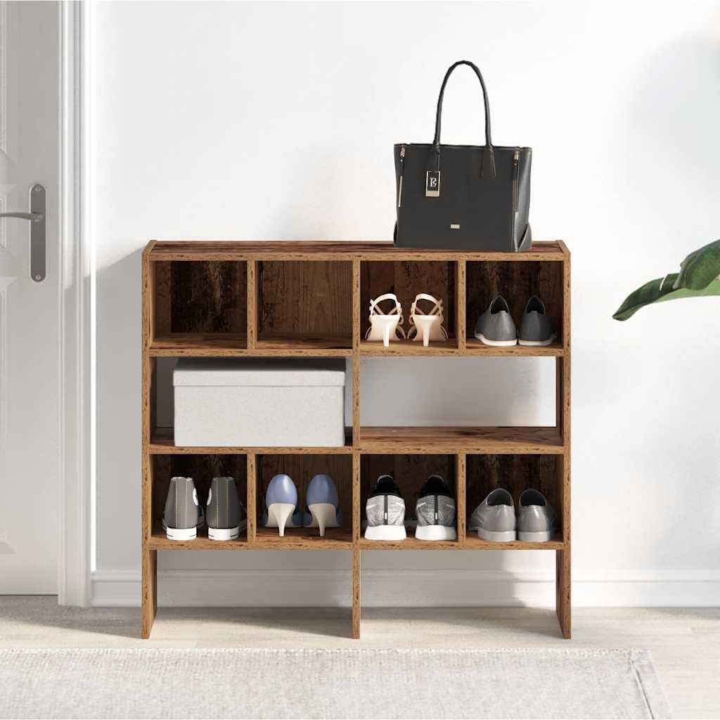 vidaXL Shoe Racks 2 pcs Stackable Old Wood 89,5x30x40 cm