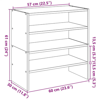 vidaXL Shoe Racks 2 pcs Stackable Black Oak 60x30x30.5 cm