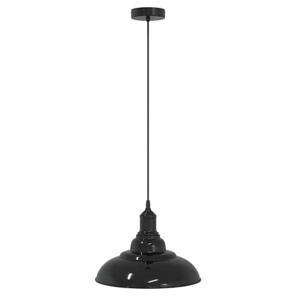 vidaXL Pendant Lamp Height Adjustable E27 Gloss Black Ø 31 cm Metal