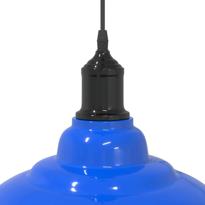 vidaXL Pendant Lamp Height Adjustable E27 Gloss Dark Blue Ø 31 cm Metal