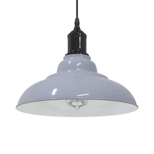 vidaXL Pendant Lamp Height Adjustable E27 Gloss Grey Ø 31 cm Metal