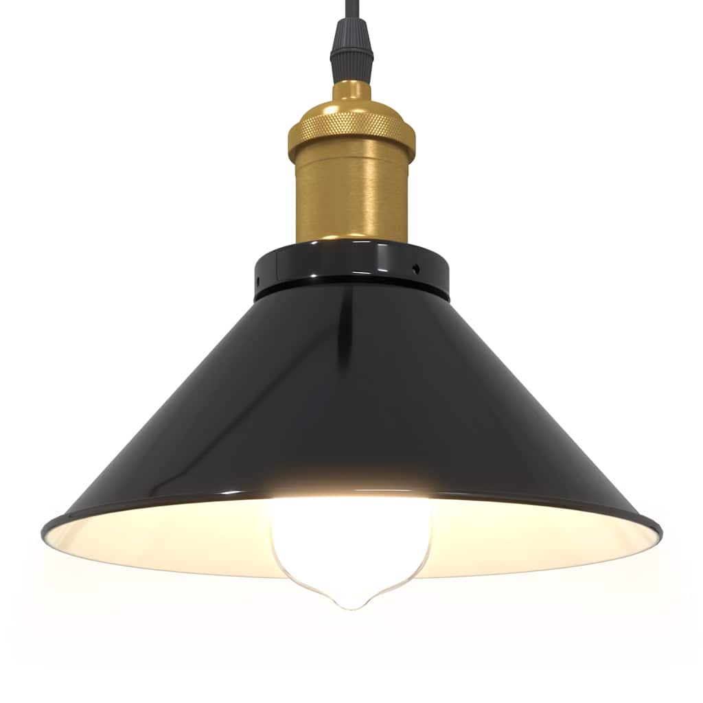 vidaXL Pendant Lamp Height Adjustable E27 Gloss Black Ø 22 cm Metal
