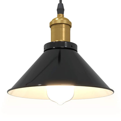 vidaXL Pendant Lamp Height Adjustable E27 Gloss Black Ø 22 cm Metal