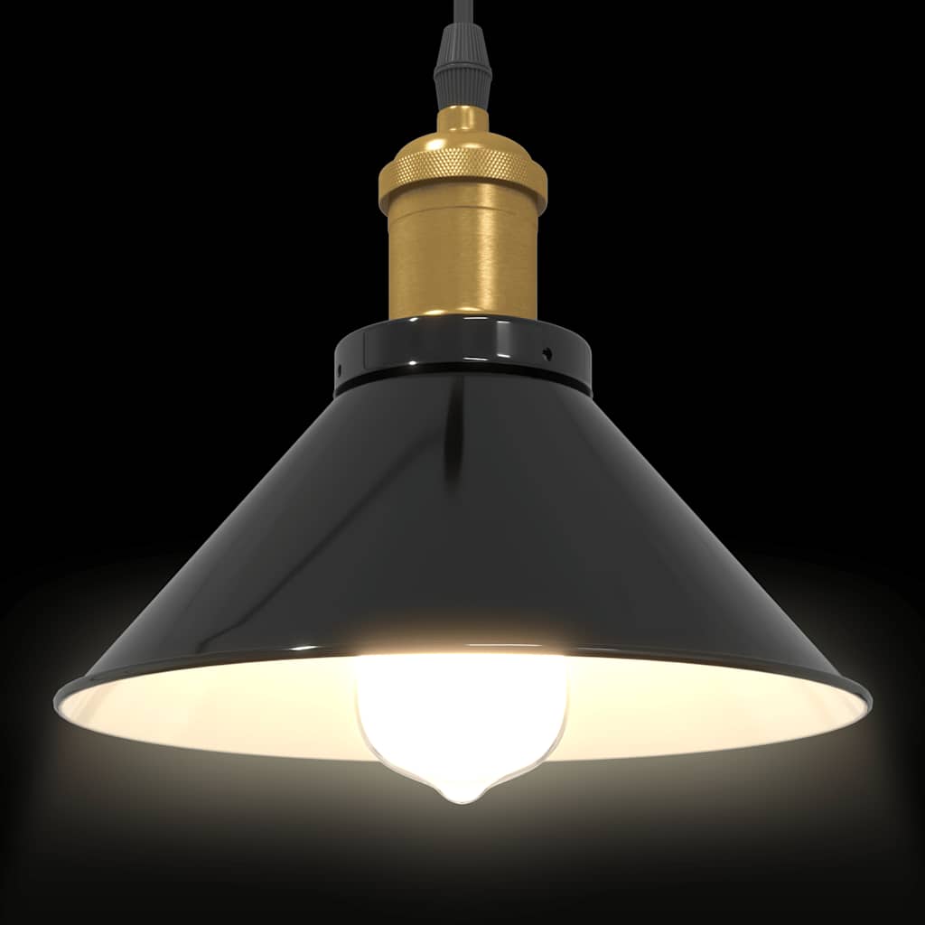 vidaXL Pendant Lamp Height Adjustable E27 Gloss Black Ø 22 cm Metal