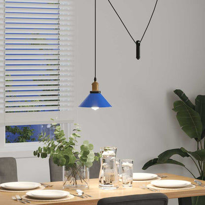 vidaXL Pendant Lamp Height Adjustable E27 Gloss Dark Blue Ø 22cm Metal