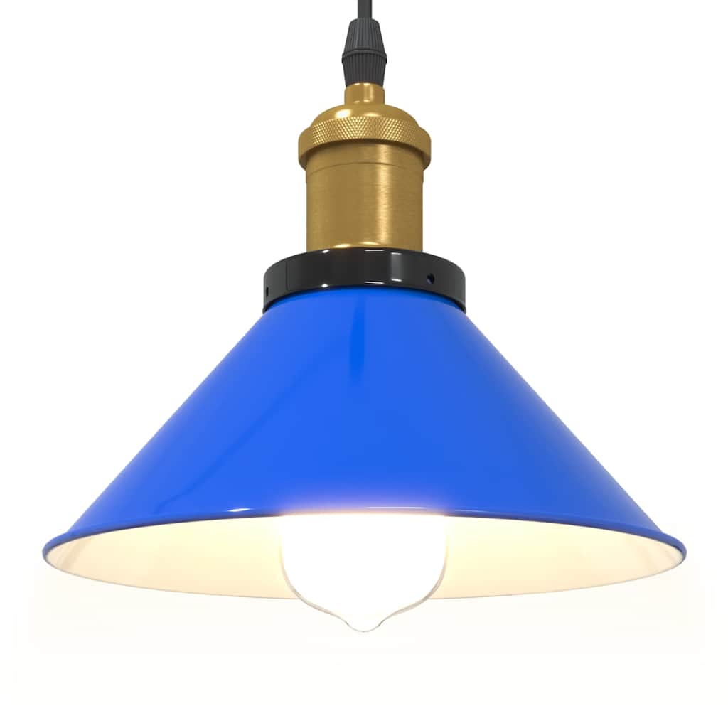 vidaXL Pendant Lamp Height Adjustable E27 Gloss Dark Blue Ø 22cm Metal