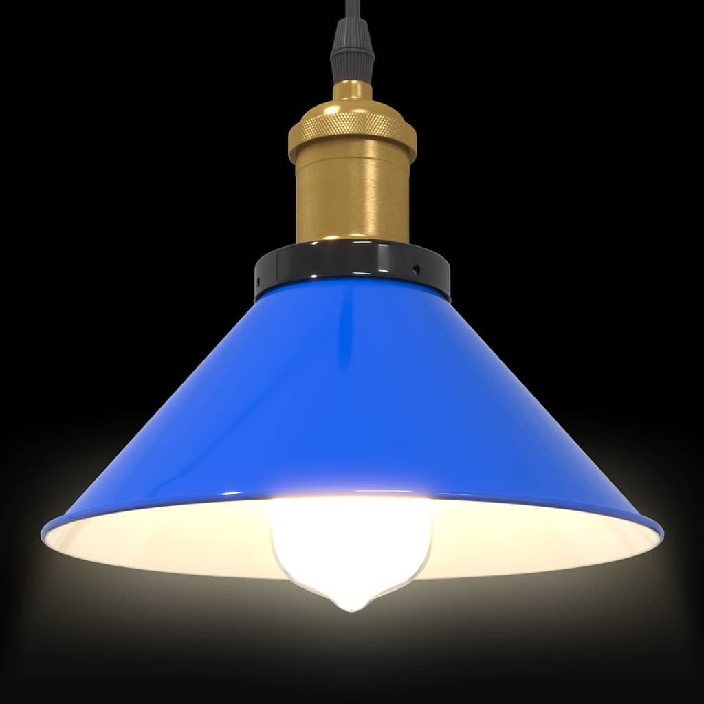 vidaXL Pendant Lamp Height Adjustable E27 Gloss Dark Blue Ø 22cm Metal