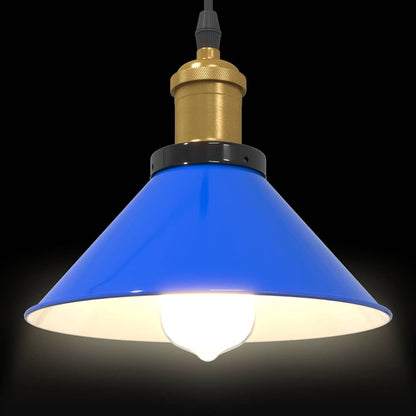 vidaXL Pendant Lamp Height Adjustable E27 Gloss Dark Blue Ø 22cm Metal