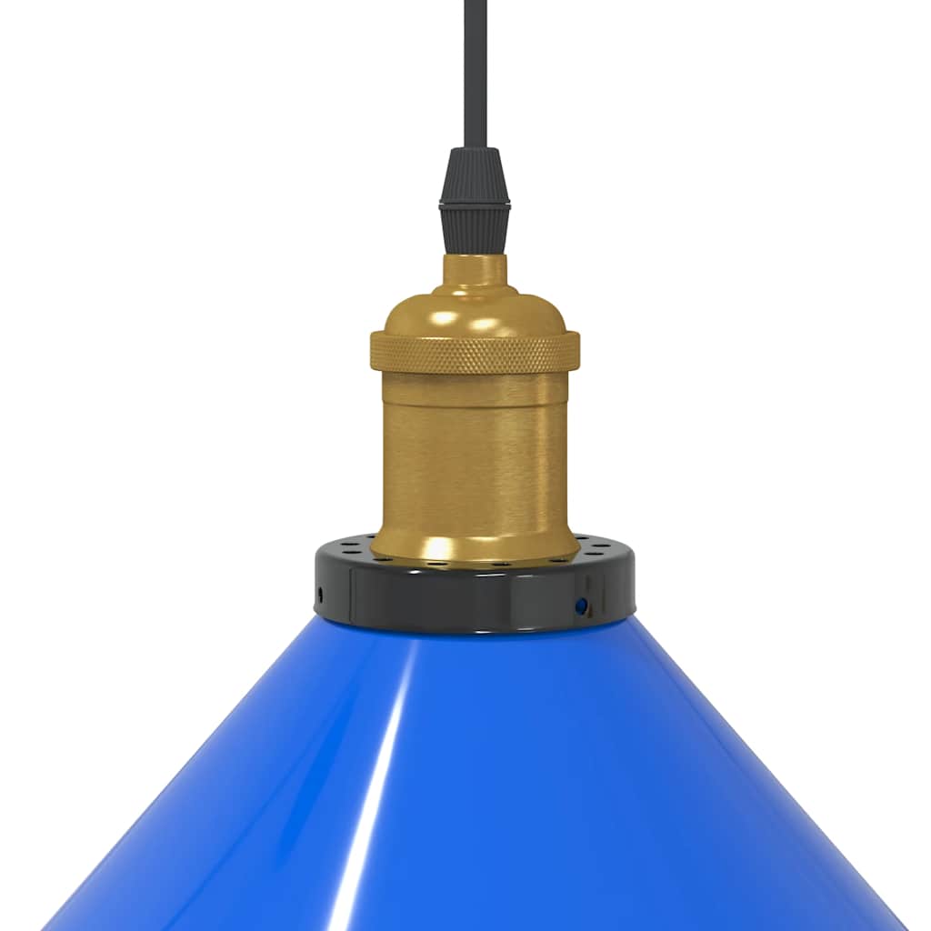 vidaXL Pendant Lamp Height Adjustable E27 Gloss Dark Blue Ø 22cm Metal