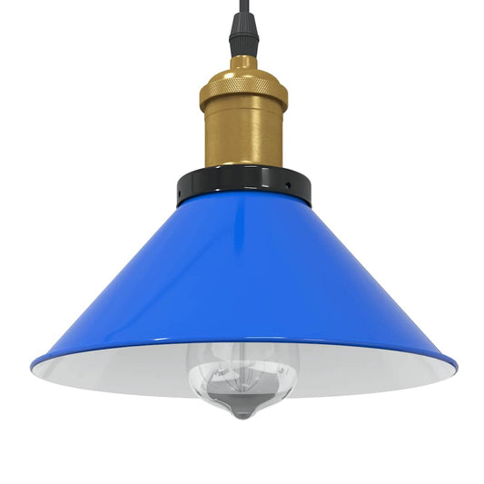 vidaXL Pendant Lamp Height Adjustable E27 Gloss Dark Blue Ø 22 cm Metal